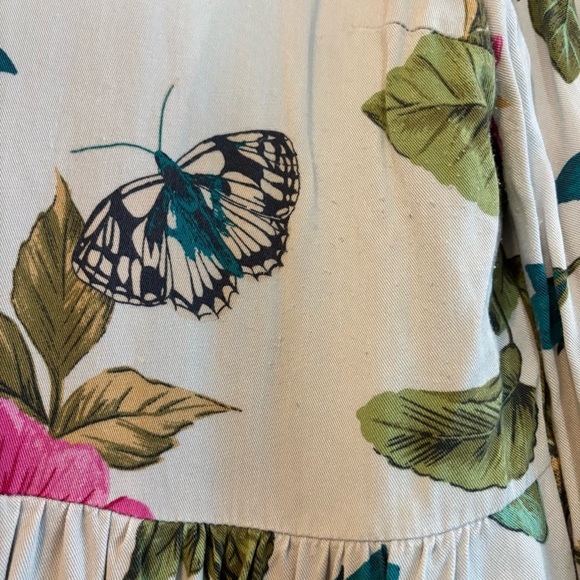❗️Joules Skylar Long Sleeve Dress Light Gray Pink Green Floral Butterflies 12 - Picture 6 of 12